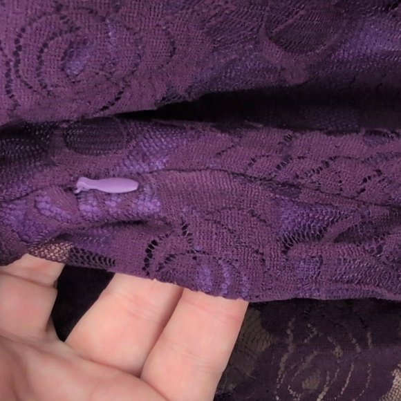 Purple Floral Lace Midi Dress Whimsigoth Dark Romantic Plus Size 20 - Picture 8 of 15
